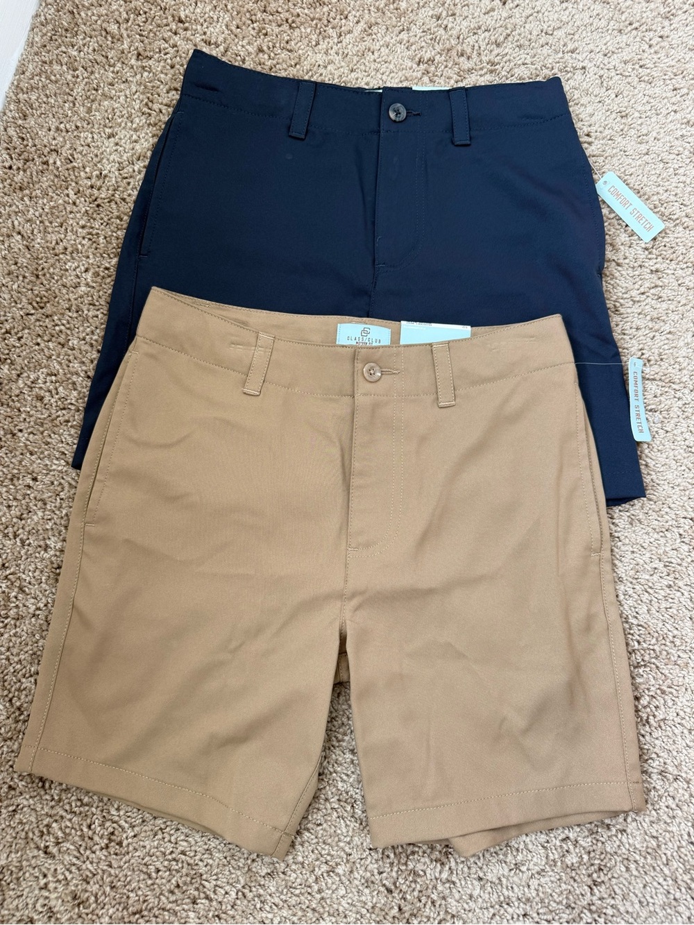 Club Room Boys Stretch Flat Front Shorts in Navy & Khaki